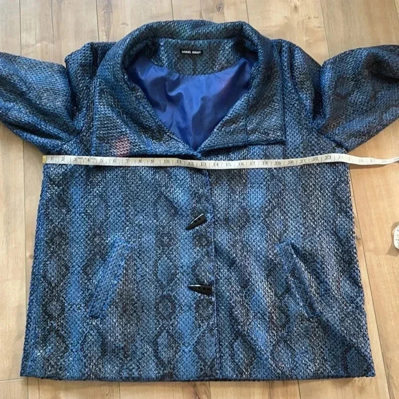 Samuel Dong Snake Skin Blazer Jacket Blue plus sz - Picture 10 of 11